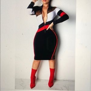 Patchwork midi dress